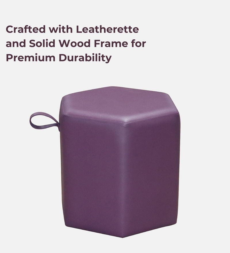 Hurricane Leatherette Pouffe In Sunset Purple PU Colour