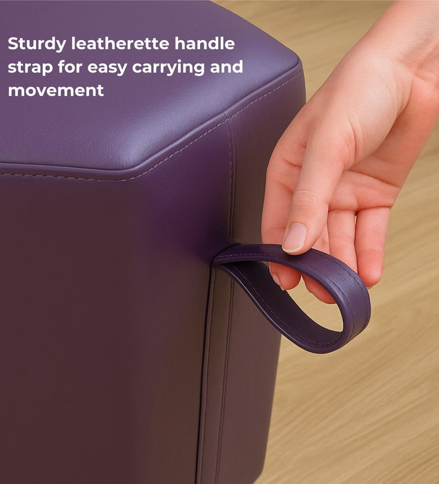 Hurricane Leatherette Pouffe In Sunset Purple PU Colour