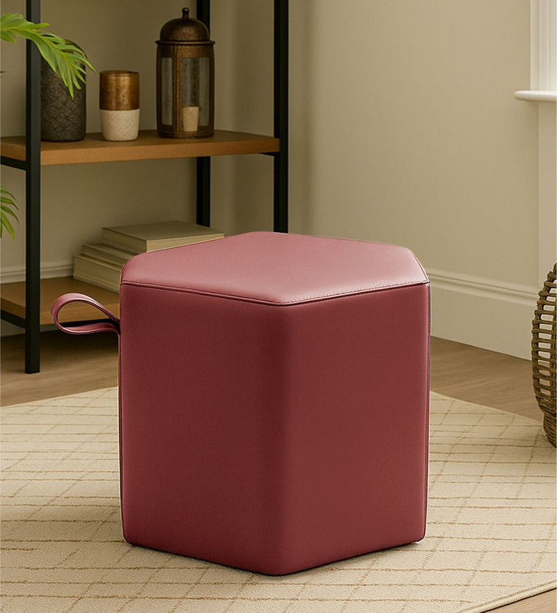 Hurricane Velvet Pouffe In Berry Wine Colour