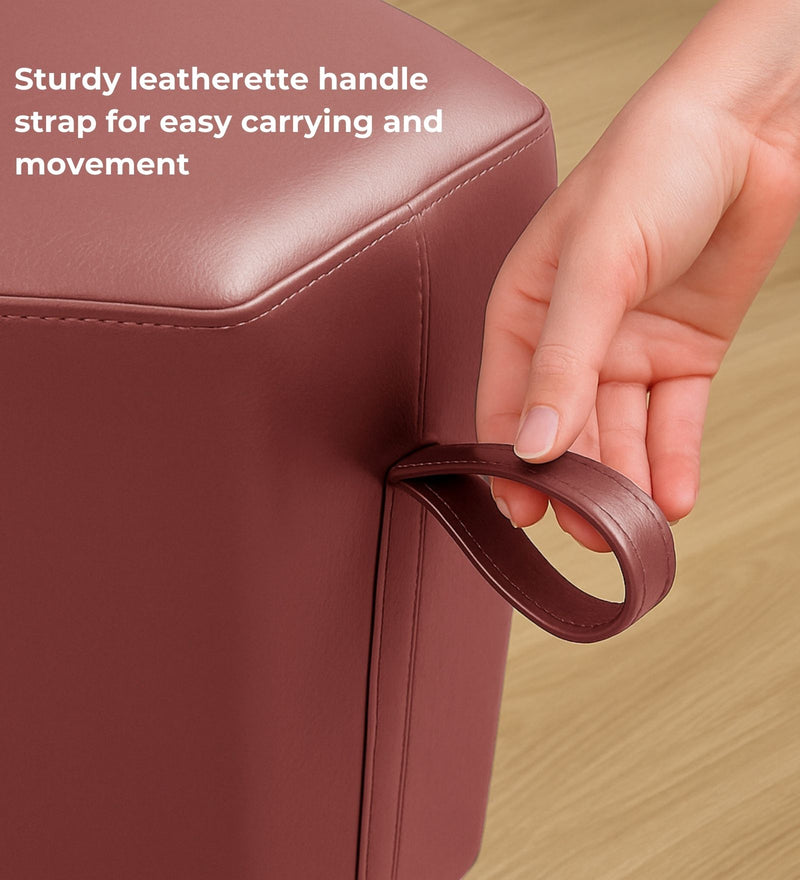 Hurricane Velvet Pouffe In Berry Wine Colour