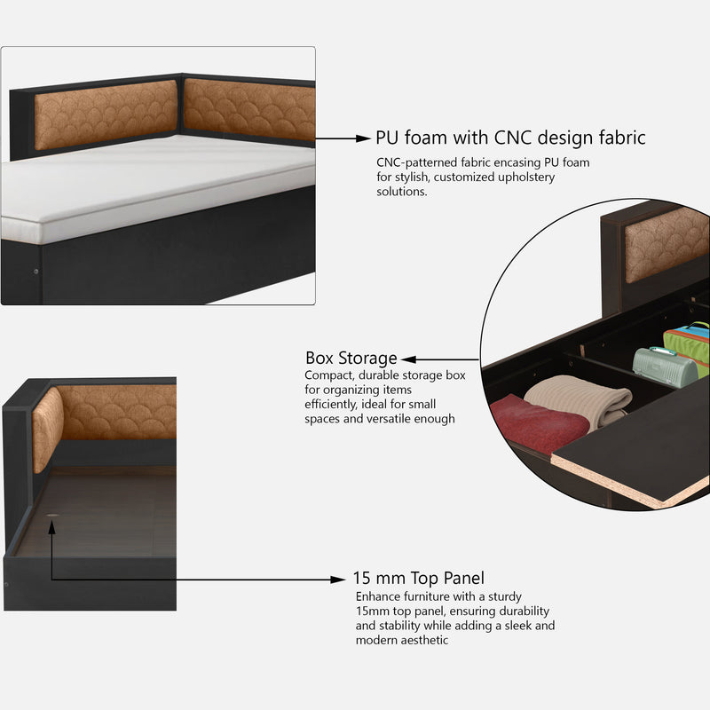 Ibaco upholstery headboard Single Bed with Storage