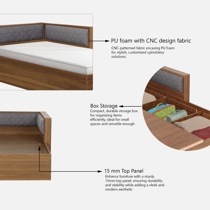 Ibaco upholstery headboard Single Bed with Storage