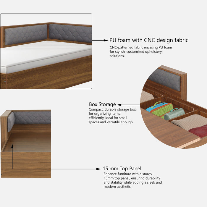 Ibaco upholstery headboard Single Bed with Storage