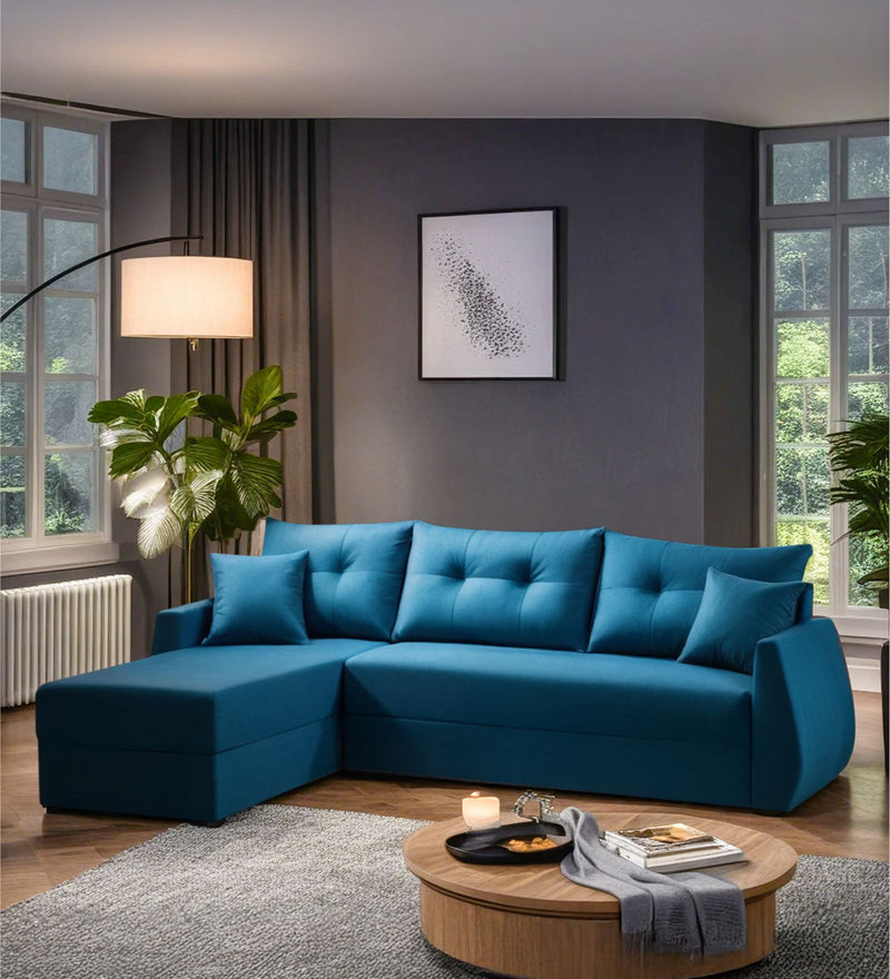 Indigo Fabric 6 Seater Sectional Sofa