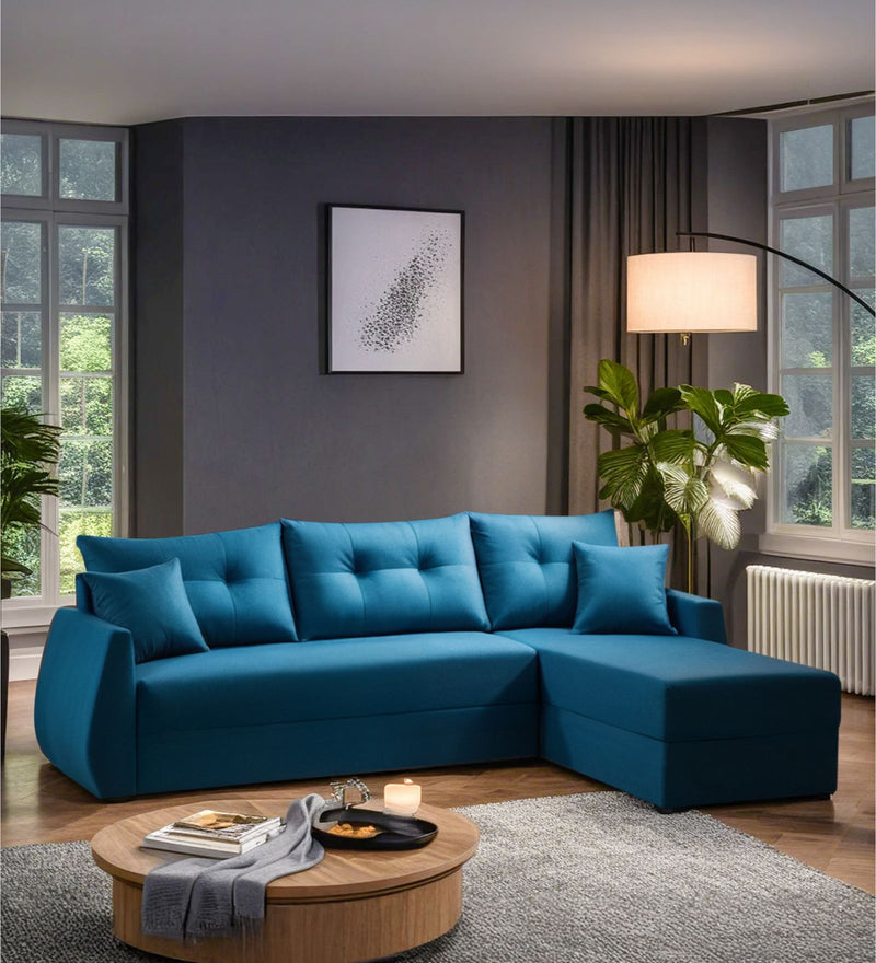 Indigo Fabric 6 Seater Sectional Sofa