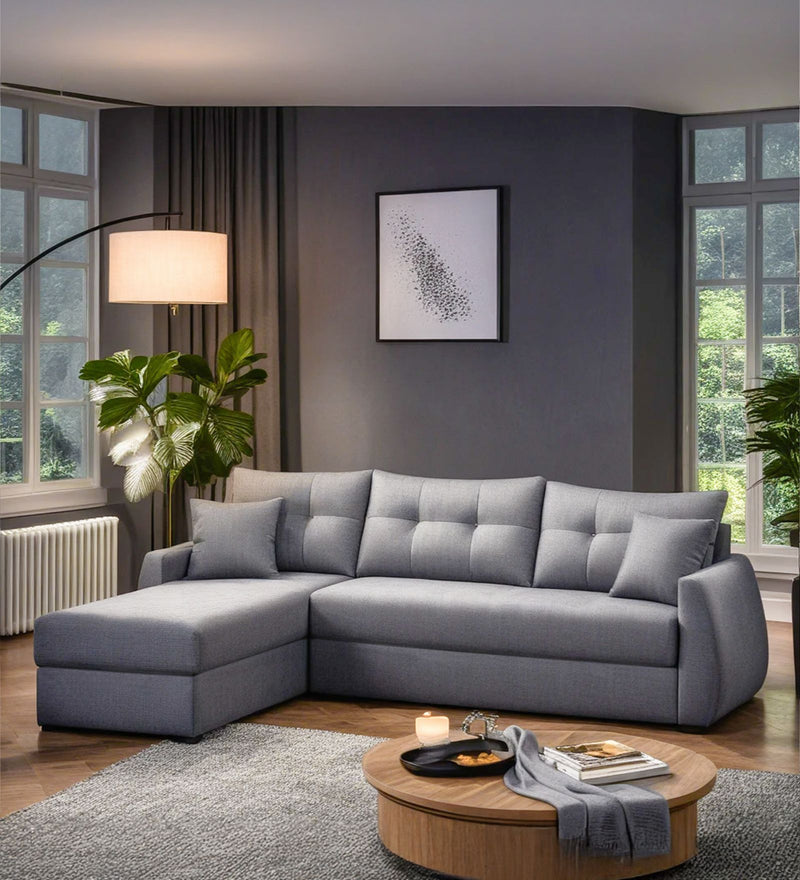 Indigo Fabric 6 Seater Sectional Sofa