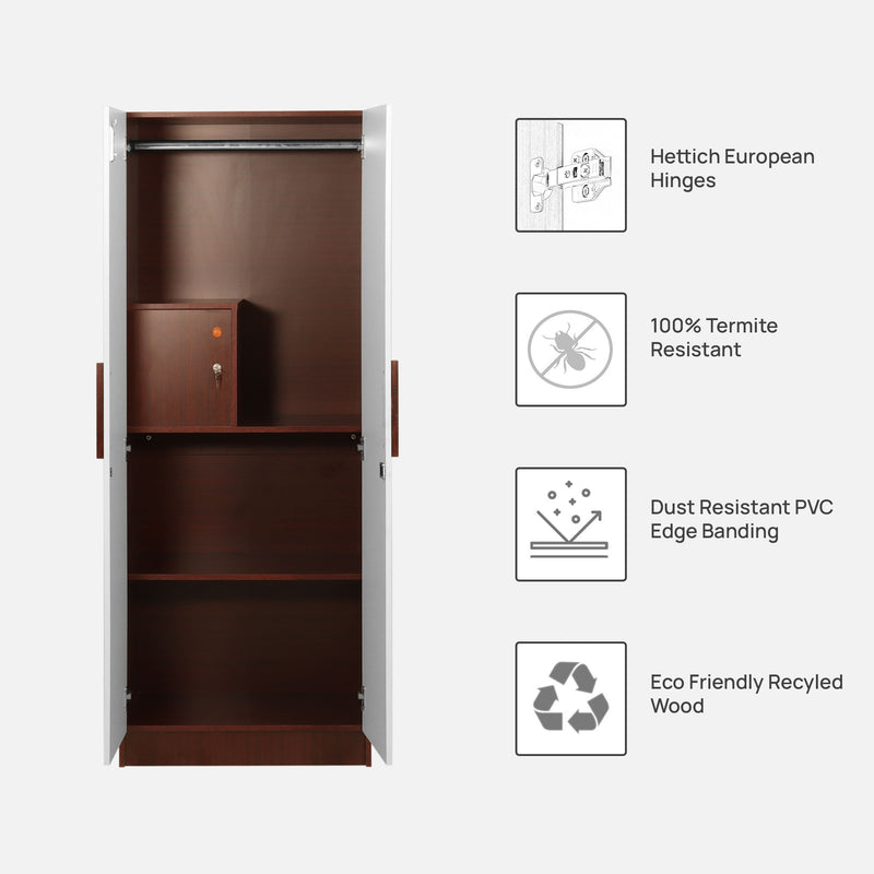 Elevate Your Home with the Trevi Jaguar Wardrobe in Sapele & White Colour