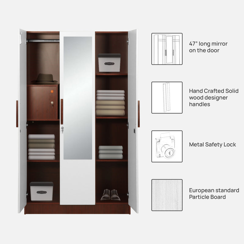 Elevate Your Home with the Trevi Jaguar Wardrobe in Sapele & White Colour
