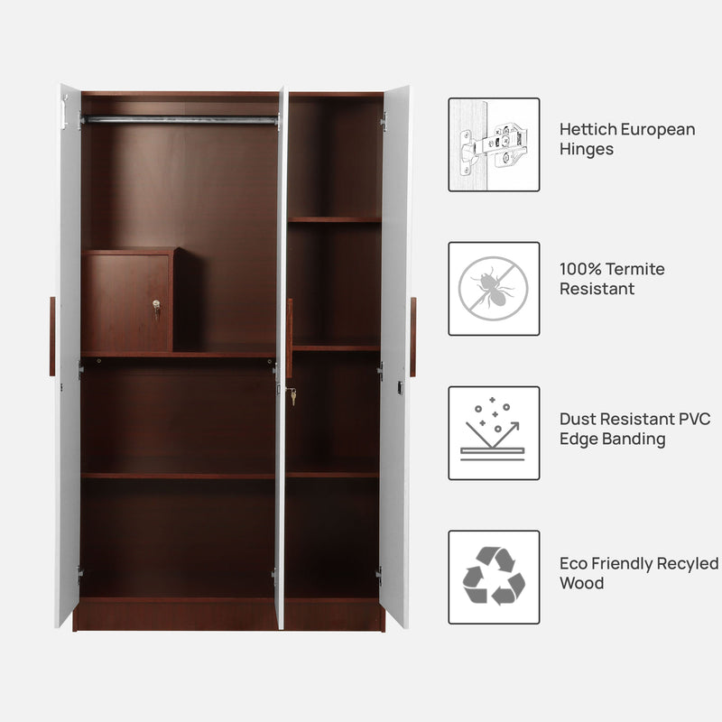 Elevate Your Home with the Trevi Jaguar Wardrobe in Sapele & White Colour