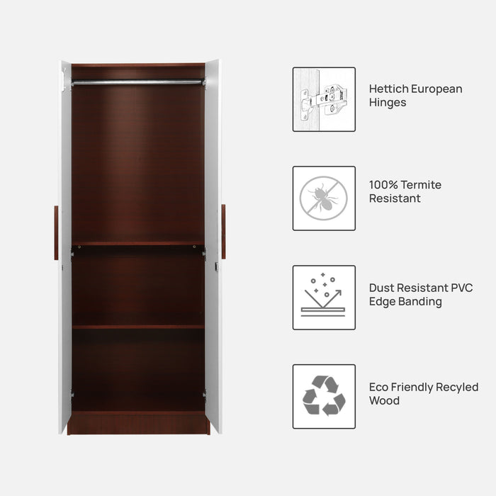 Jaguar Engineered wood Wardrobes in Sapele & White Colour