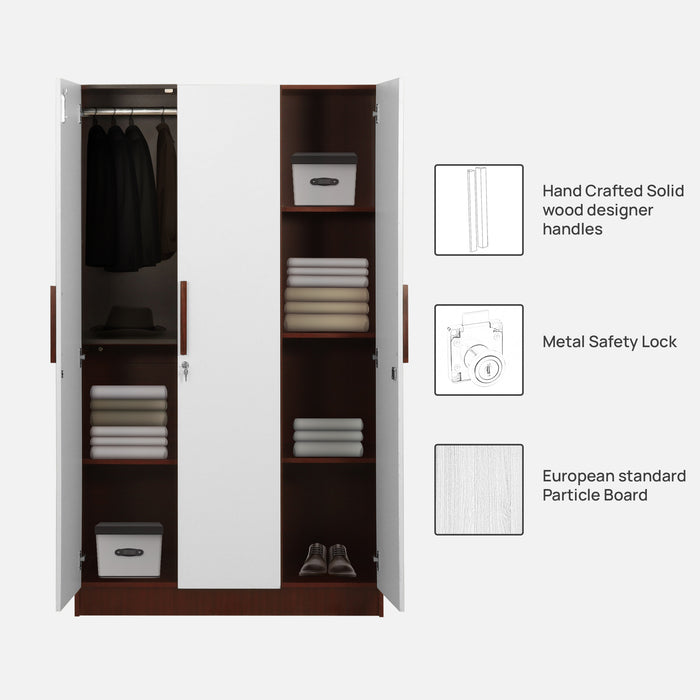 Jaguar Engineered wood Wardrobes in Sapele & White Colour