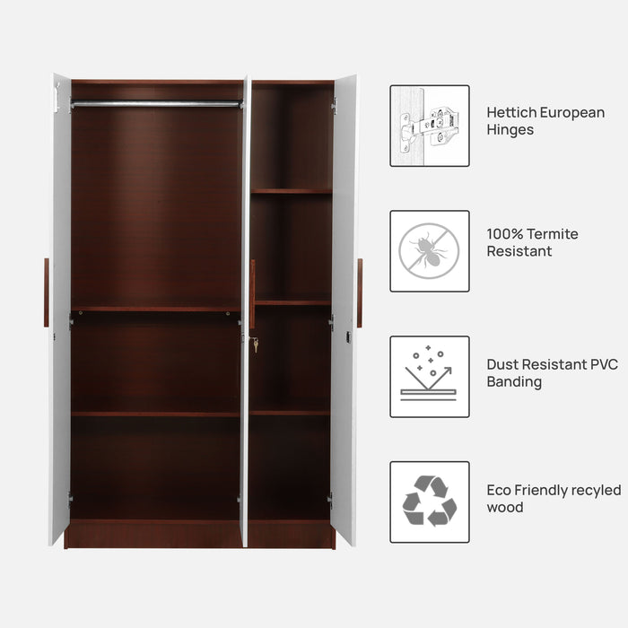 Jaguar Engineered wood Wardrobes in Sapele & White Colour