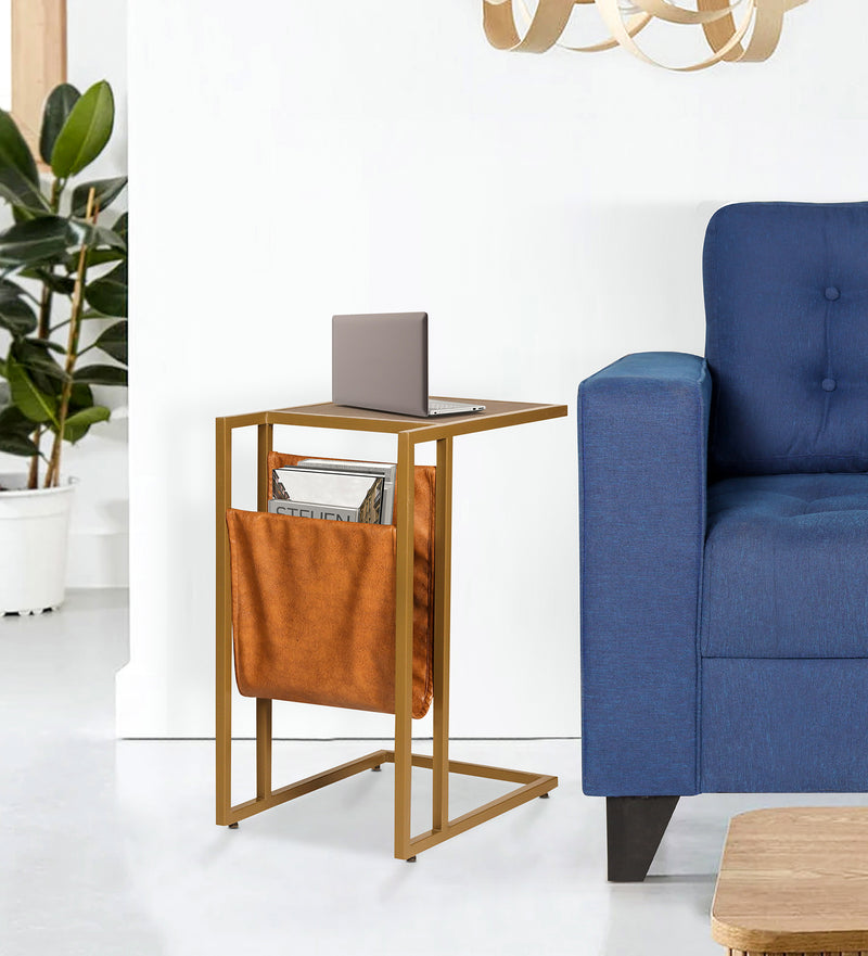 Jude Metal Portable Laptop Table in Brown Colour