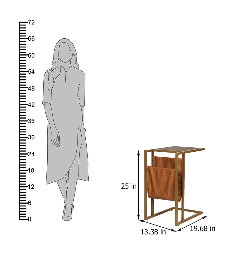 Jude Metal Portable Laptop Table in Brown Colour
