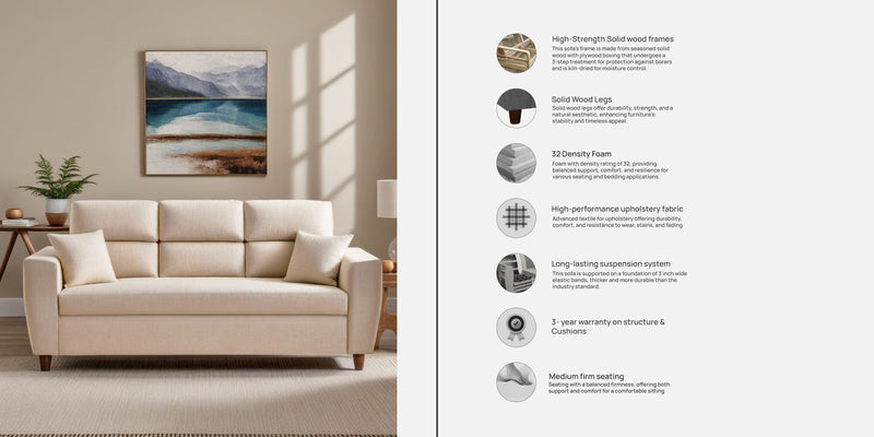 Kaira Luxury Fabric Sofa in 1, 2 & 3 Seater