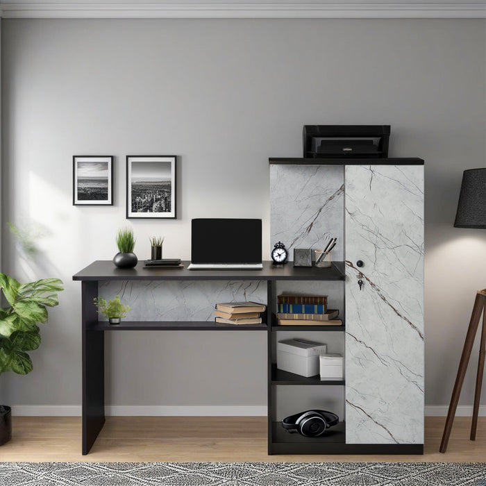Krystal Study table In Black Wenge & White Stone