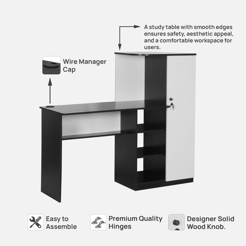 Krystal Study table In Black Wenge & Frosty White Colour — TREVI FURNITURE