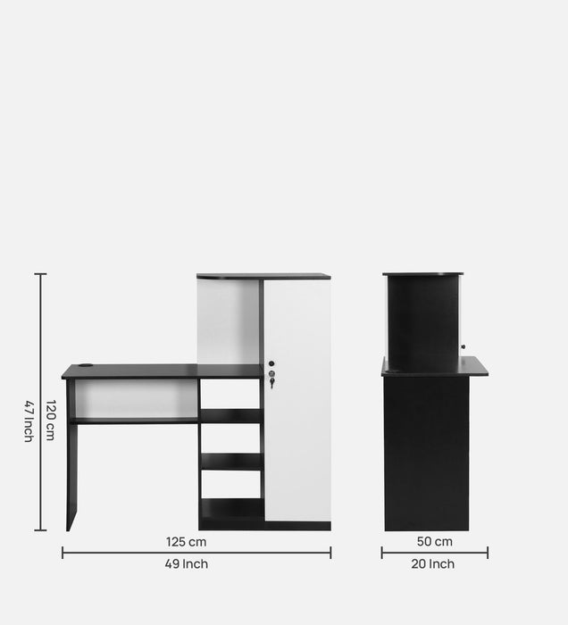 Krystal Engineered Wood Study Table In Black Wenge & White Colour