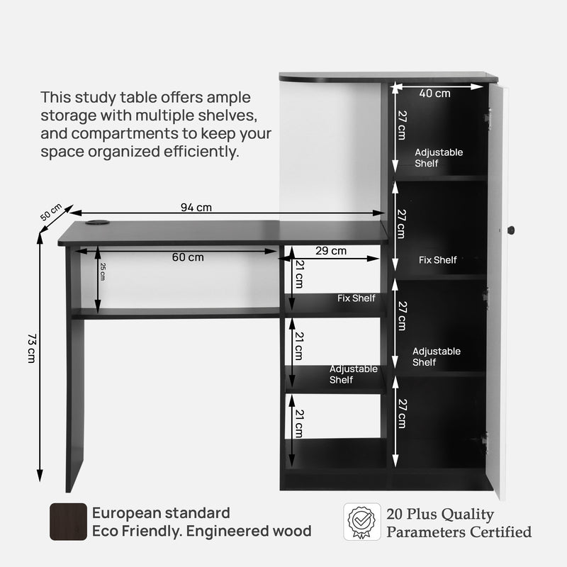 Krystal Study table In Black Wenge & Frosty White Colour — TREVI FURNITURE