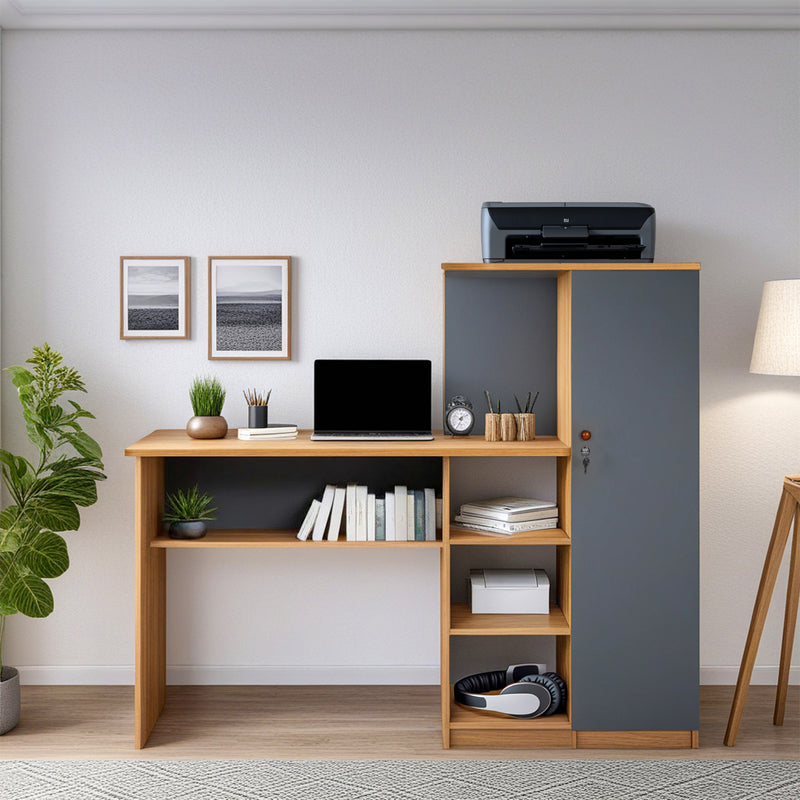 Krystal  Study table In Urban Teak & Slate Grey Colour