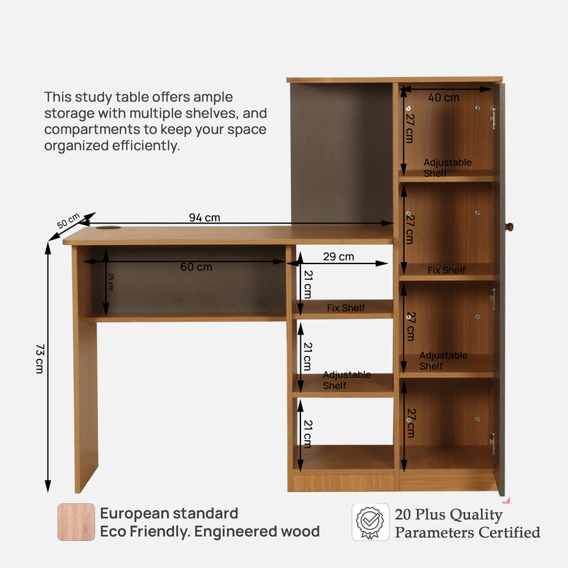 Krystal Study table In Urban Teak & Slate Grey Colour — TREVI FURNITURE