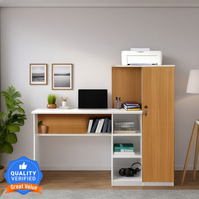 Krystal  Study table In Urban Teak & White Colour