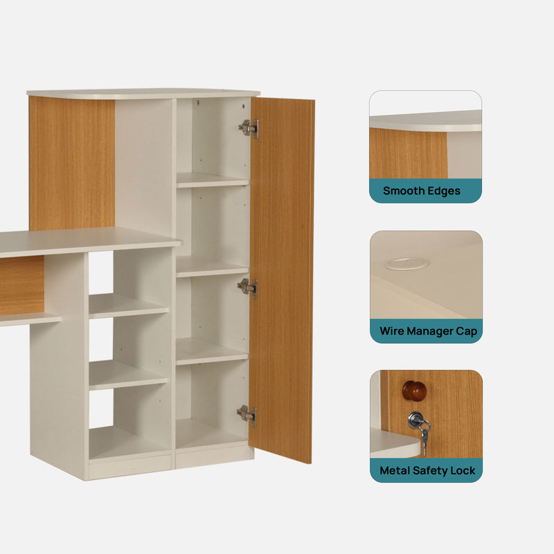Krystal Study table In Urban Teak & White Colour — TREVI FURNITURE