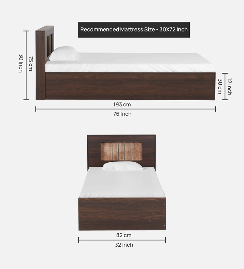 Kyoto Single Bed Without Storage In Dark Maple Colour