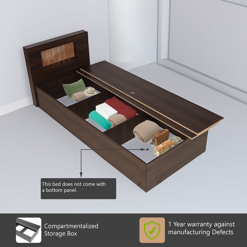 Kyoto Single Bed Without Storage In Dark Maple Colour