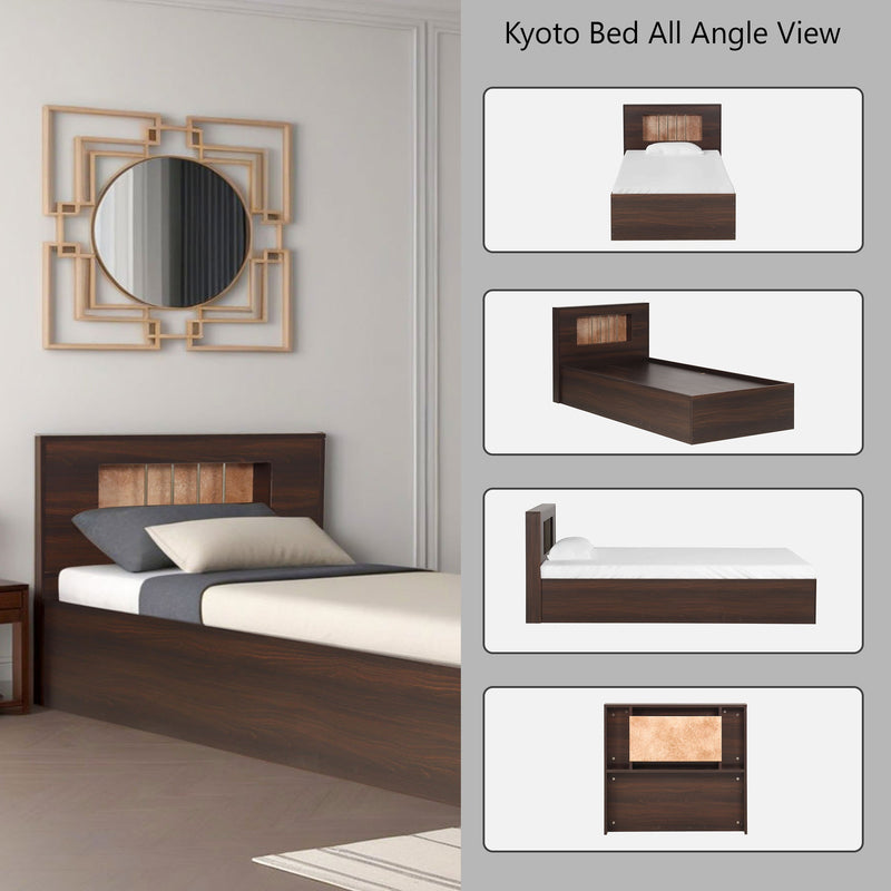 Kyoto Single Bed Without Storage In Dark Maple Colour
