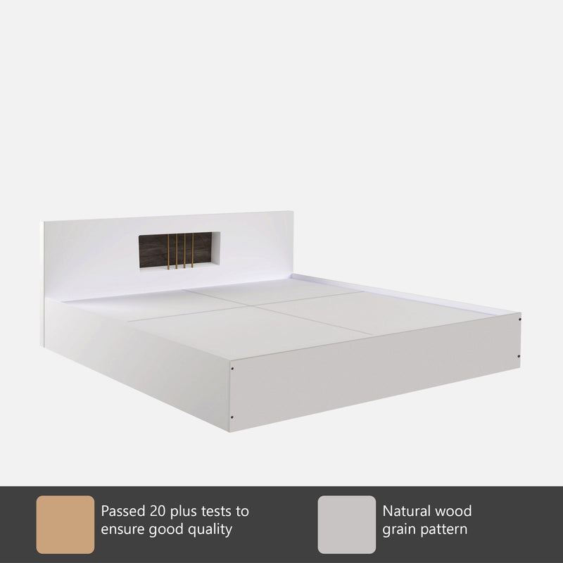 Kyoto Queen Size Bed With Storage In Frosty White Colour