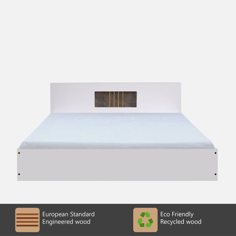 Kyoto Queen Size Bed With Storage In Frosty White Colour