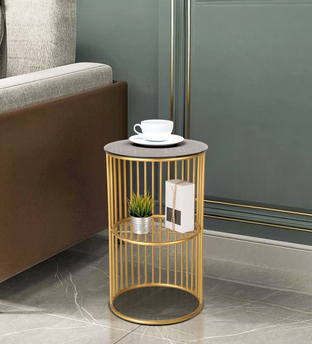 Lucca Iron Side Table In Golden Colour