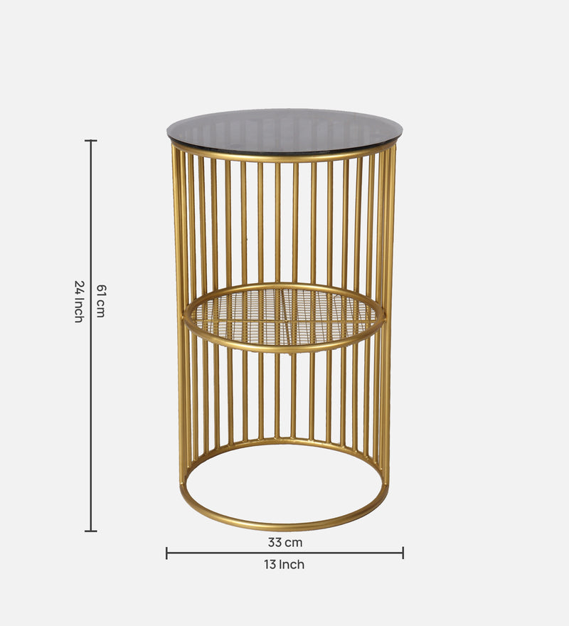 Lucca Iron Side Table In Golden Colour