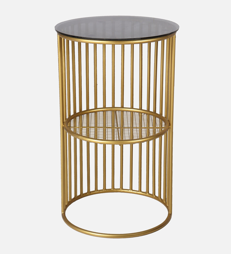 Lucca Iron Side Table In Golden Colour