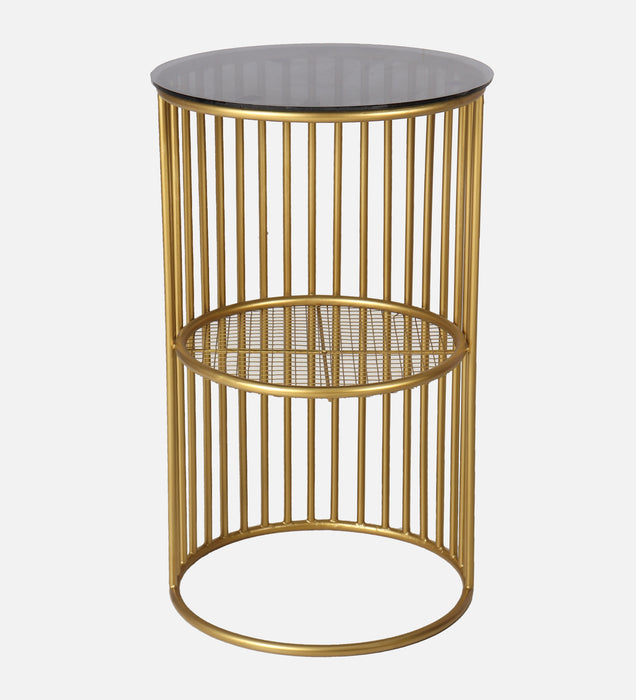 Lucca Iron Side Table In Golden Colour