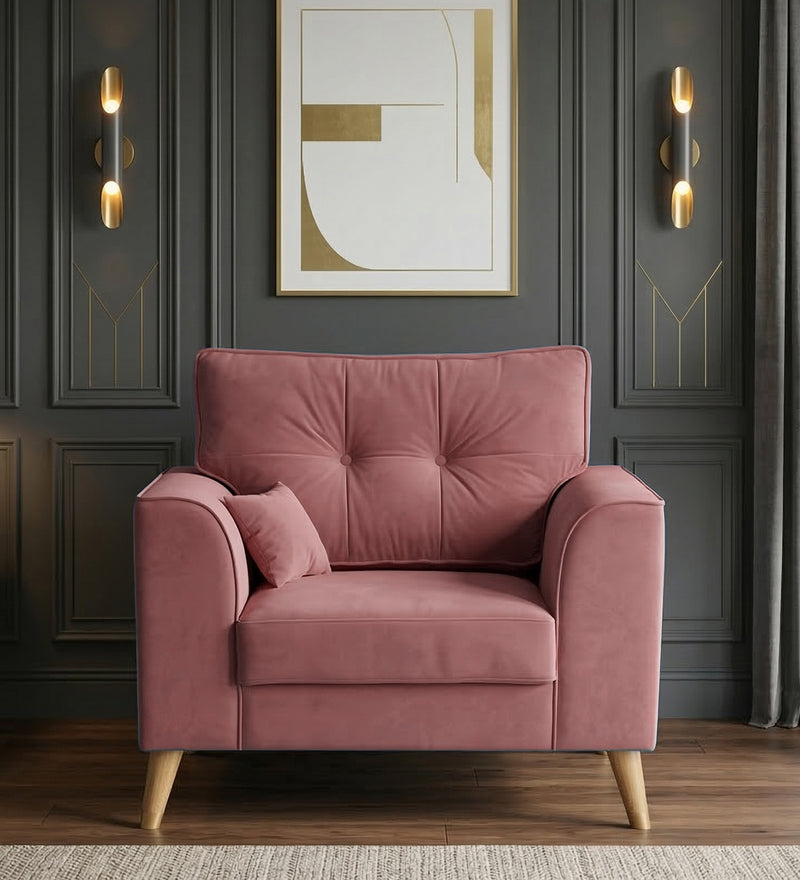 Opera Luxury Velvet Fabric 1 seater Sofa in Berry Wine Colour