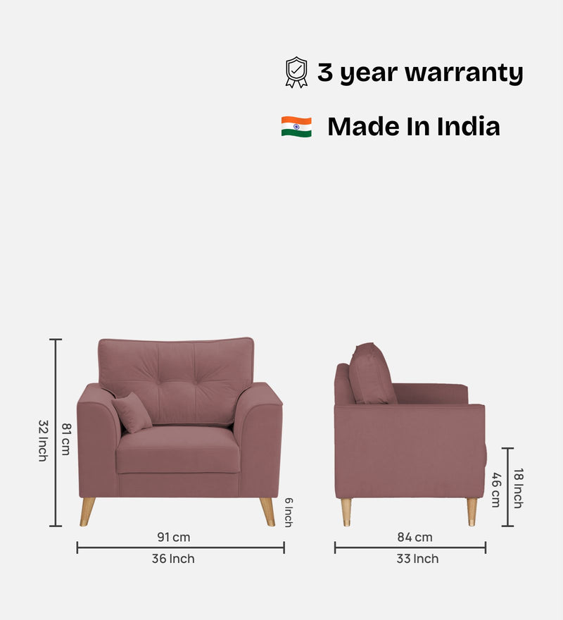 Opera Luxury Velvet Fabric 1 seater Sofa in Berry Wine Colour