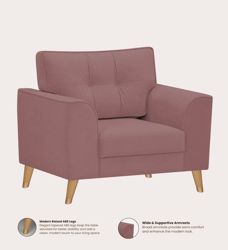 Opera Luxury Velvet Fabric 1 seater Sofa in Berry Wine Colour