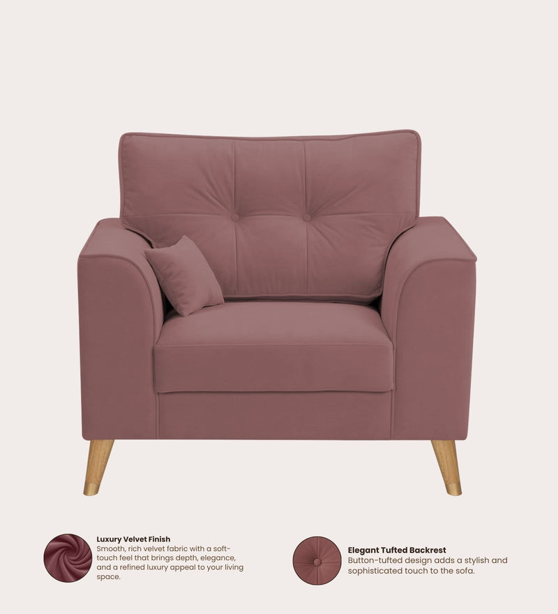 Opera Luxury Velvet Fabric 1 seater Sofa in Berry Wine Colour
