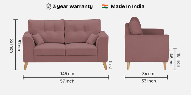 Opera Luxury Velvet Fabric 2 seater Sofa in Berry Wine Colour