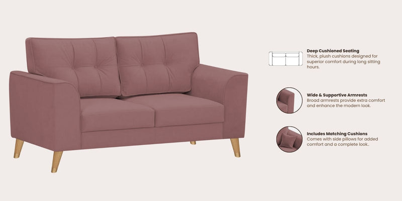 Opera Luxury Velvet Fabric 2 seater Sofa in Berry Wine Colour