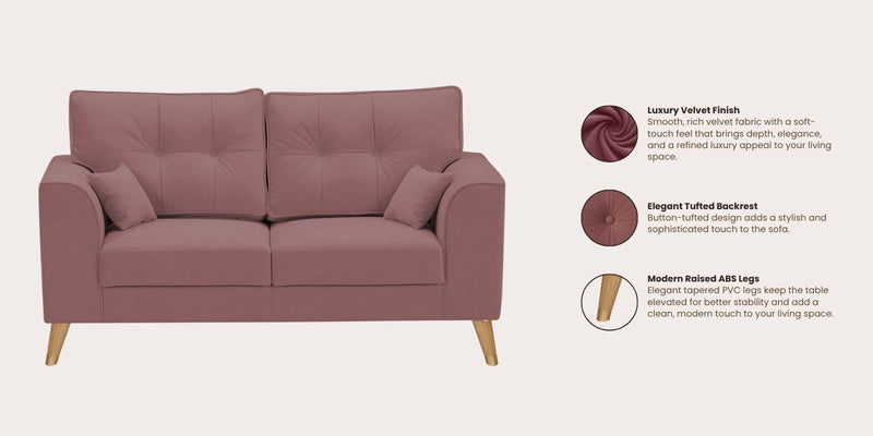 Opera Luxury Velvet Fabric 2 seater Sofa in Berry Wine Colour