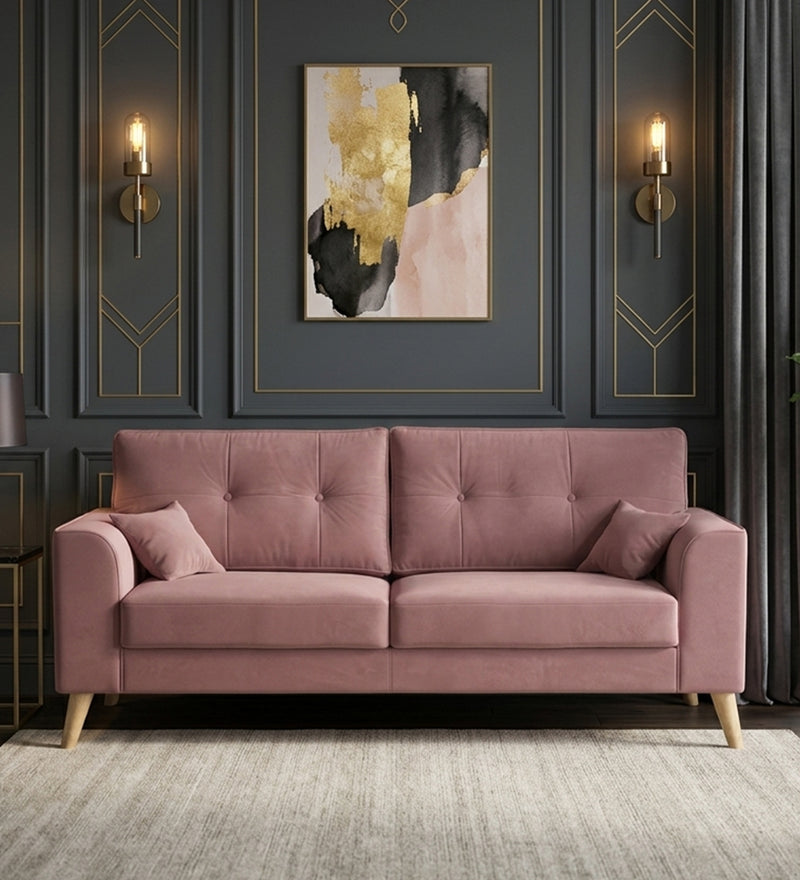 Opera Luxury Velvet Fabric 3 seater Sofa in Berry Wine Colour