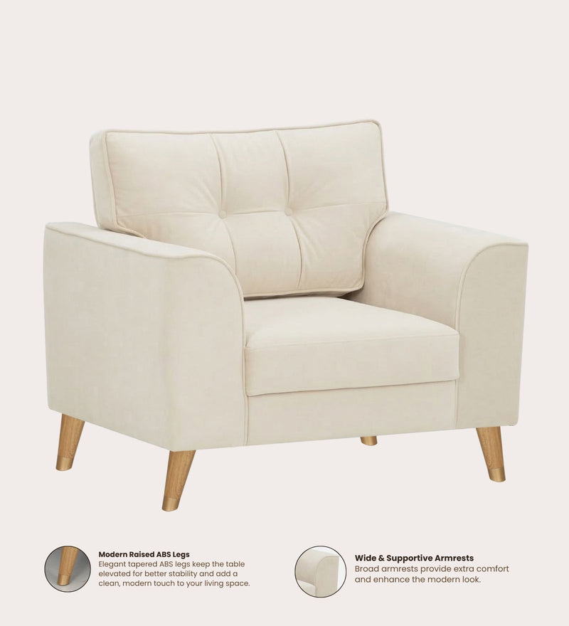 Opera Luxury Velvet Fabric 1 seater Sofa in Camel Beige Colour
