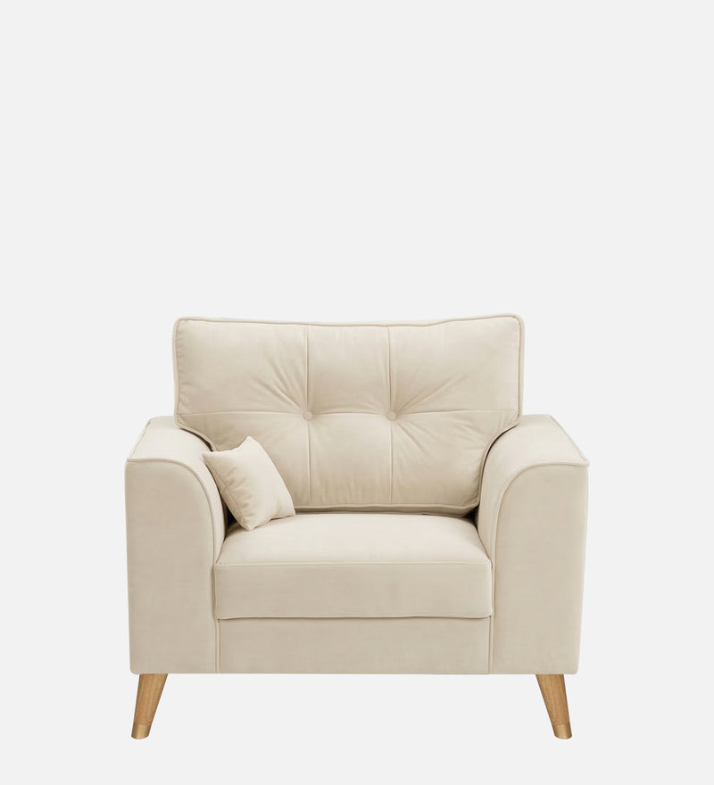 Opera Luxury Velvet Fabric 1 seater Sofa in Camel Beige Colour