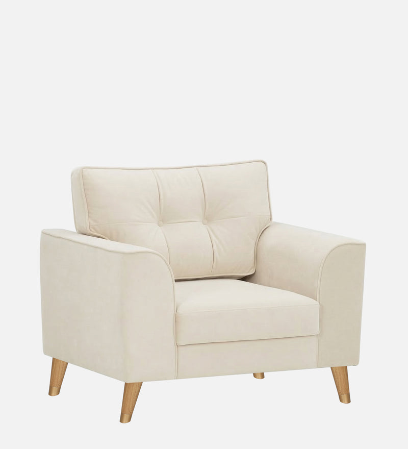 Opera Luxury Velvet Fabric 1 seater Sofa in Camel Beige Colour