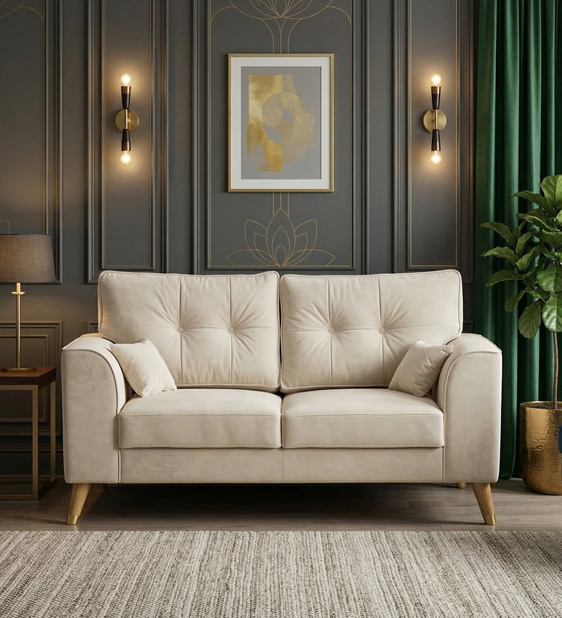 Opera Luxury Velvet Fabric 2 seater Sofa in Camel Beige Colour