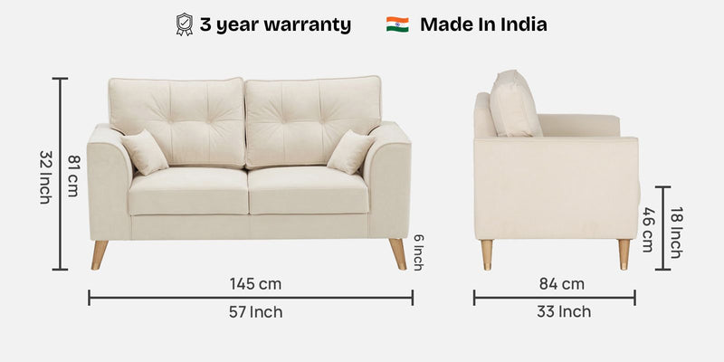 Opera Luxury Velvet Fabric 2 seater Sofa in Camel Beige Colour