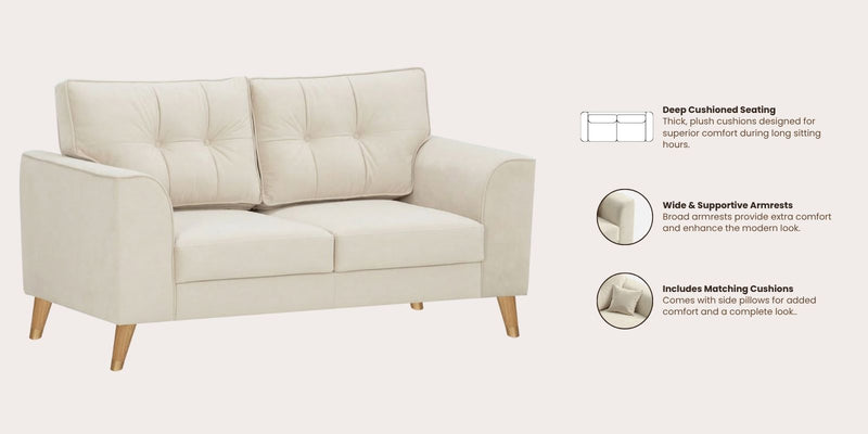 Opera Luxury Velvet Fabric 2 seater Sofa in Camel Beige Colour